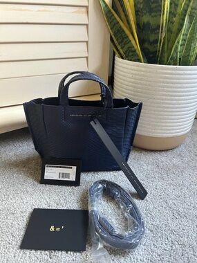 NWT Ampersand As Apostrophe Micro Tote in Navy Night Python-Genuine Leather